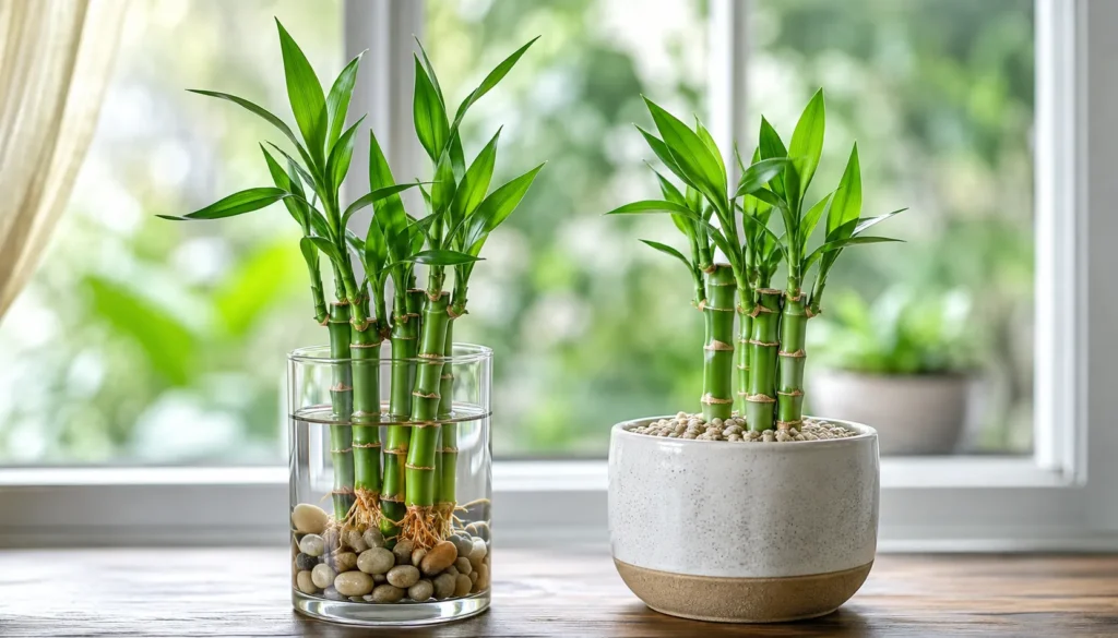 bambu-da-sorte na água ou na terra?