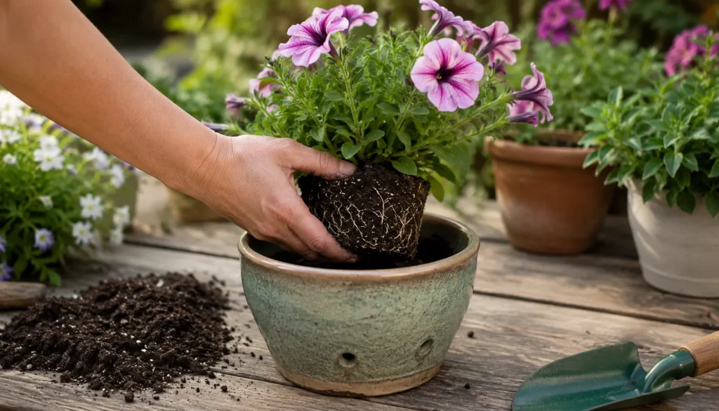 Como plantar petúnia em vaso com substrato bem drenado