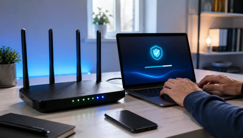 Manter o firmware oficial atualizado ajuda a preservar estabilidade, compatibilidade e segurança do roteador.