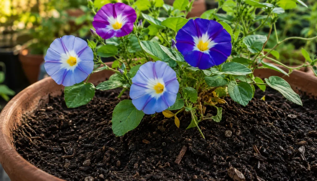 Solo bem drenado para cultivar flor-bela-manhã