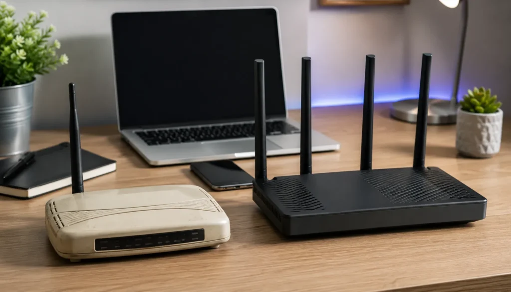 Quando hardware antigo limita a rede, mudanças de canal ou frequência podem não ser suficientes para aproveitar uma conexão mais rápida.