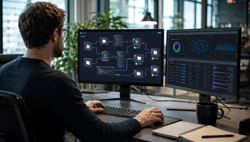 Fluxo de trabalho de uma IA agêntica como o Meta Muse Spark 1.3