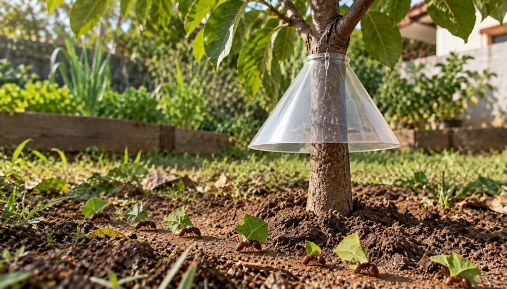 Barreira física para proteger plantas de formigas cortadeiras